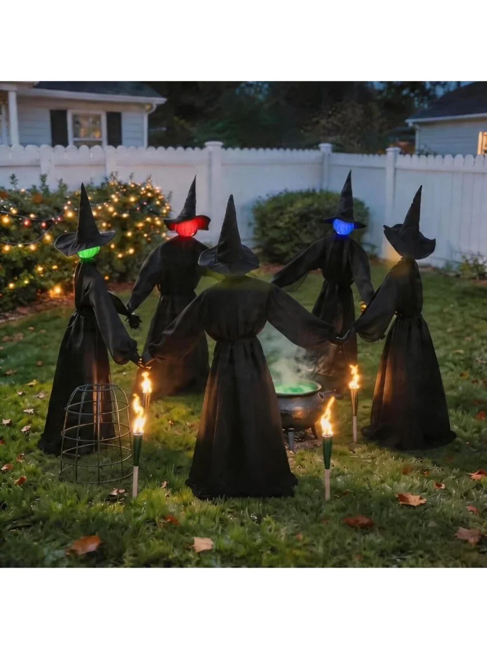 Light Up Witch Hands Halloween Decorations - 5 Pack, Color Changing Outdoor